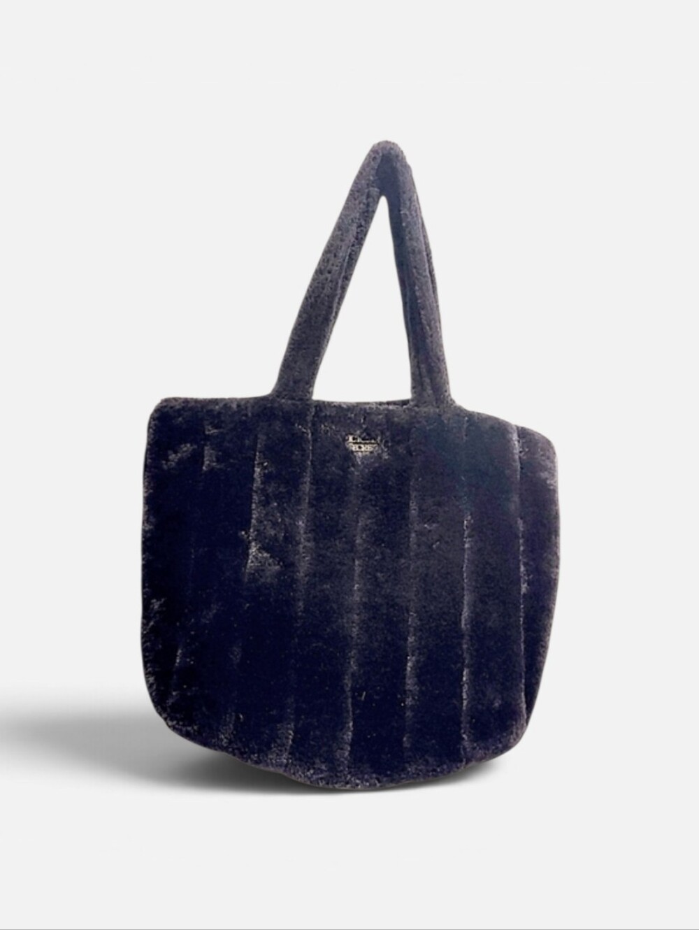 Victoria's Secret- Black Faux Fur Tote Bag EUC